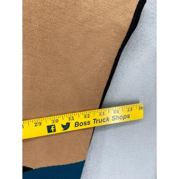 Chicos Poncho Cape Wrap Sz Small / Medium Sweater Tan Black Knit Striped Flowy - Picture 8 of 10